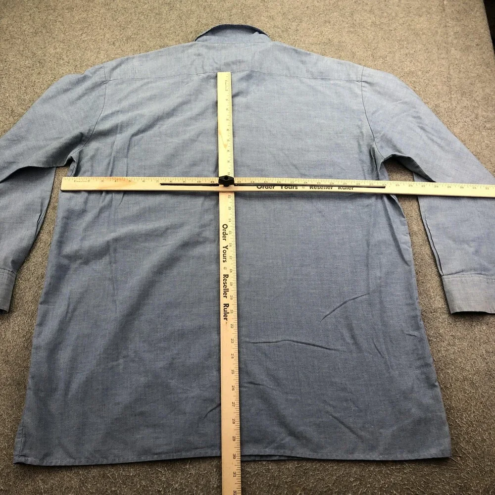 Vintage Dickies Shirt Mens XL Blue Long Sleeve Chambray Button Workwear Pockets